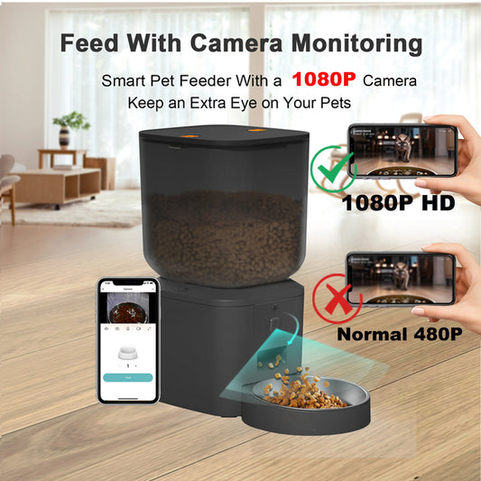 Automatic Cat Feeder With 1080p Camera Video Cat Food Dispenser
