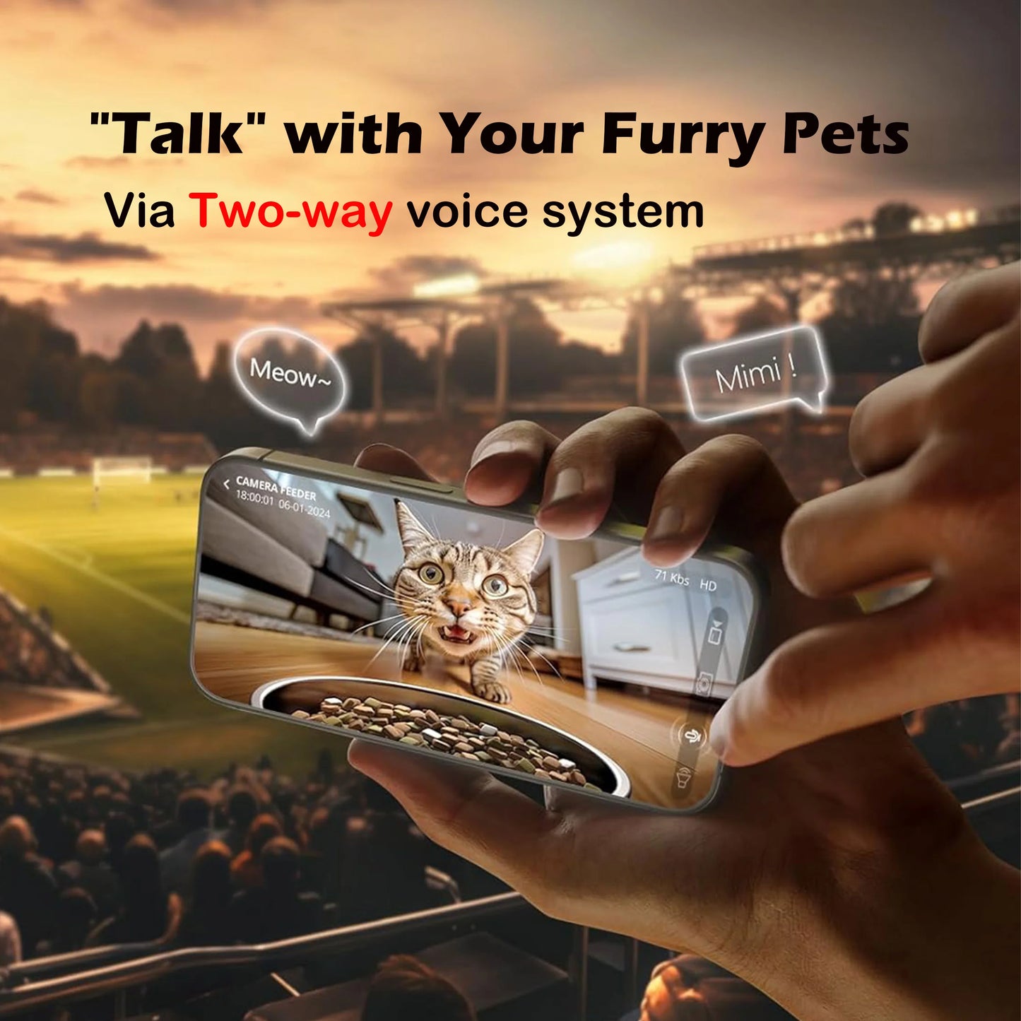 Automatic Cat Feeder With 1080p Camera Video Cat Food Dispenser