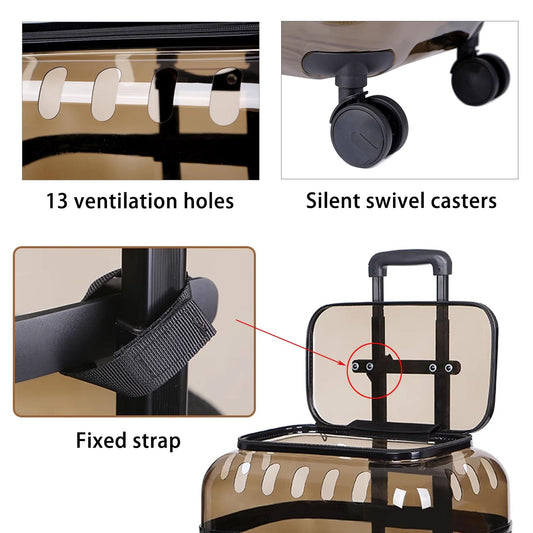 CuteTailStory® Transparent Pet Travel Trolley