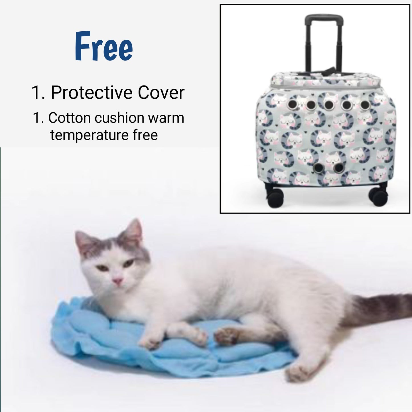 CuteTailStory® Transparent Pet Travel Trolley