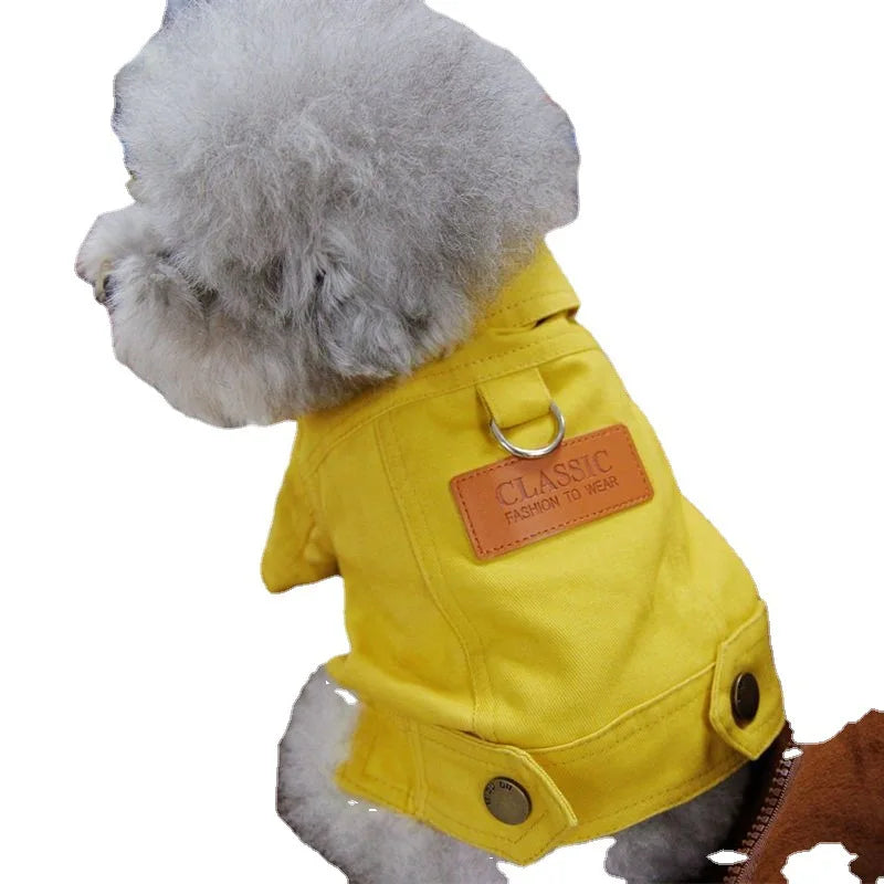 Spring Dog Suit Outfits Denim Coat Clothes for Small Medium Dogs