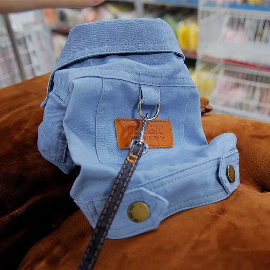 Spring Dog Suit Outfits Denim Coat Clothes for Small Medium Dogs
