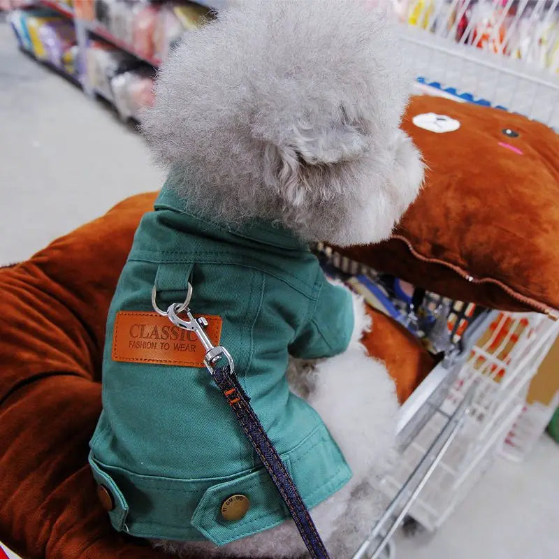 Spring Dog Suit Outfits Denim Coat Clothes for Small Medium Dogs