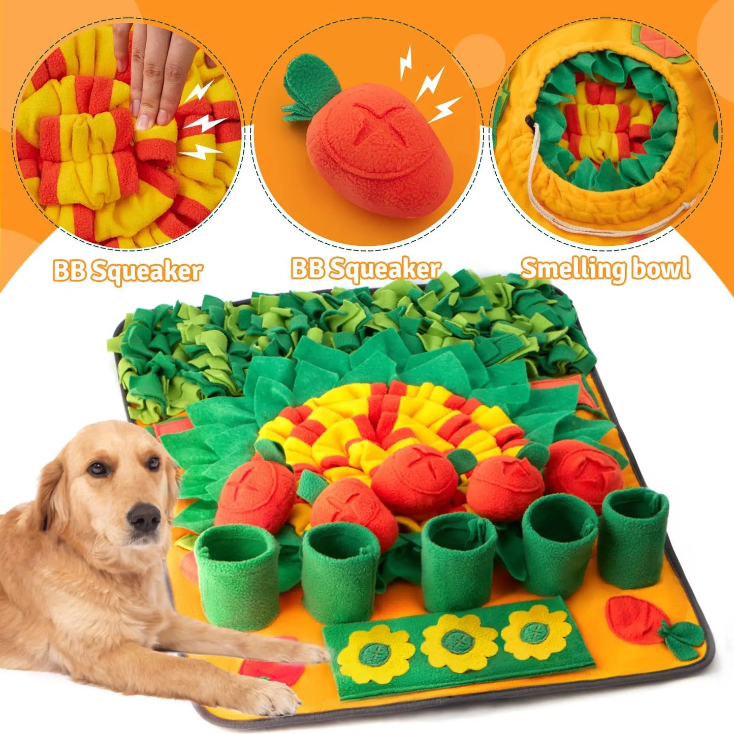 70x50cm Pulling Carrots Style Dog Exercise Snuffle Mat Ow Food Blanket Sniffing