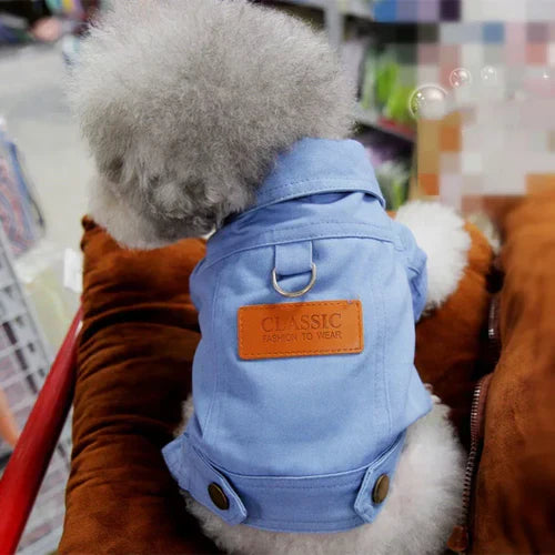 Spring Dog Suit Outfits Denim Coat Clothes for Small Medium Dogs