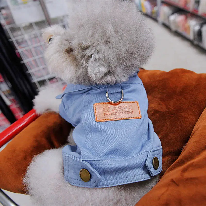Spring Dog Suit Outfits Denim Coat Clothes for Small Medium Dogs