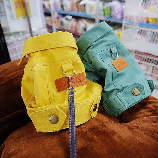 Spring Dog Suit Outfits Denim Coat Clothes for Small Medium Dogs