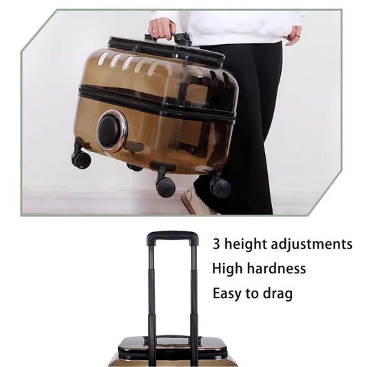 CuteTailStory® Transparent Pet Travel Trolley