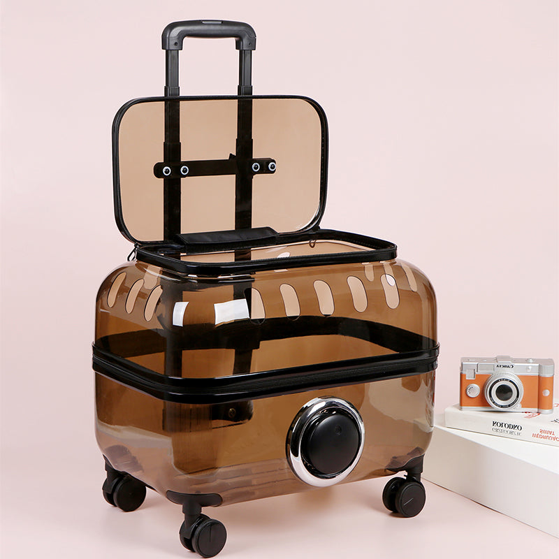 CuteTailStory® Transparent Pet Travel Trolley